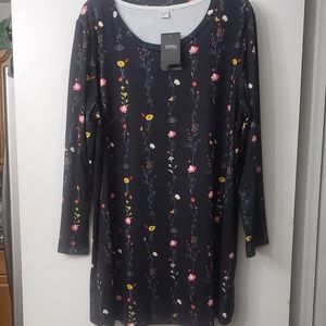 Nanu Black Floral Tunic Size 2X NWT
